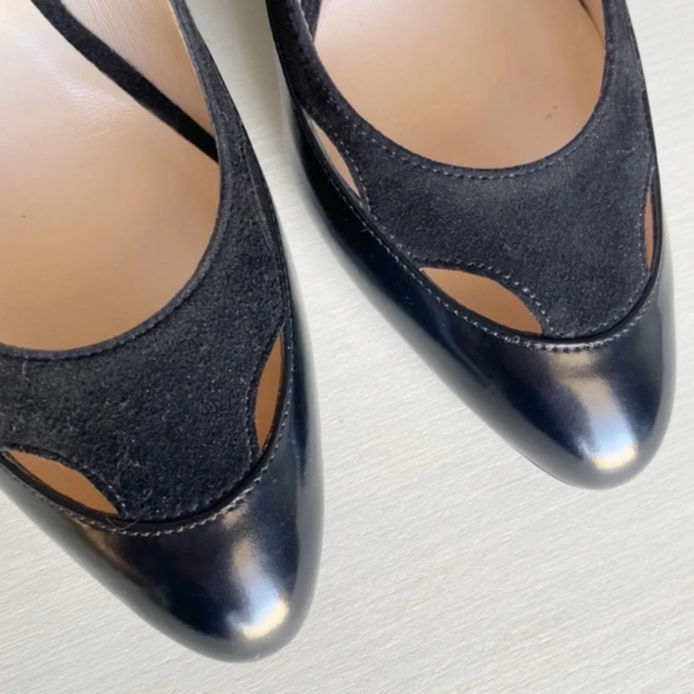 🆕 Giorgio Armani Leather & Suede Cut Out High Heel Pumps - Picture 9 of 12